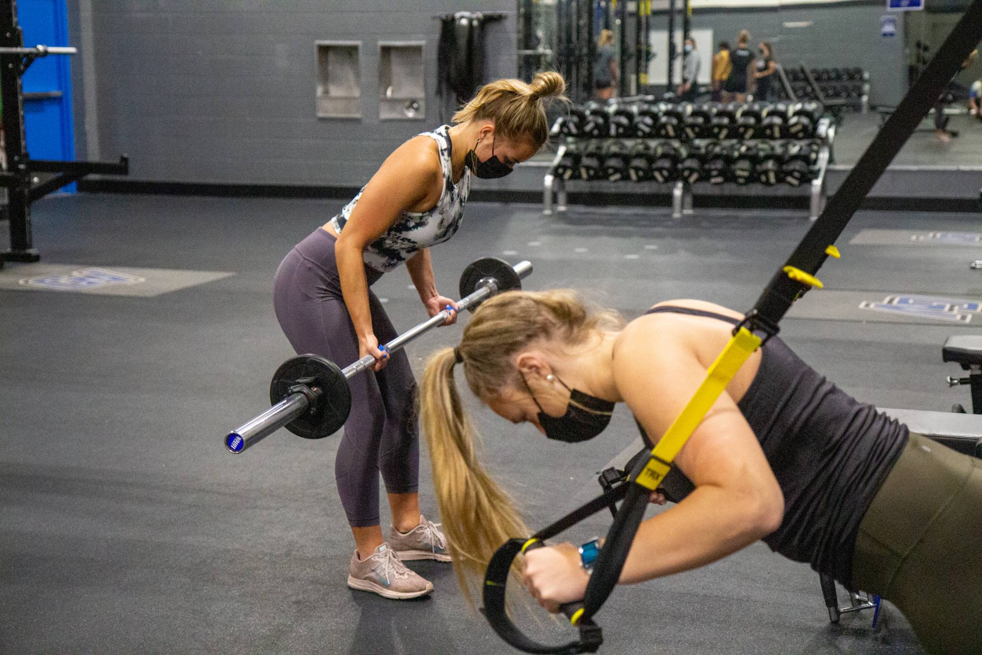 Students in a strength class.